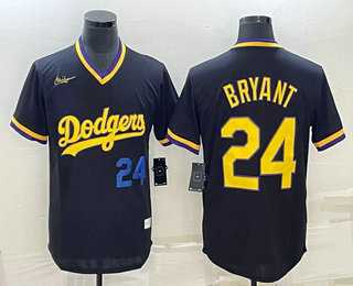 Men%27s Los Angeles Dodgers #24 Kobe Bryant Number Black Stitched Pullover Throwback Nike Jersey->los angeles dodgers->MLB Jersey